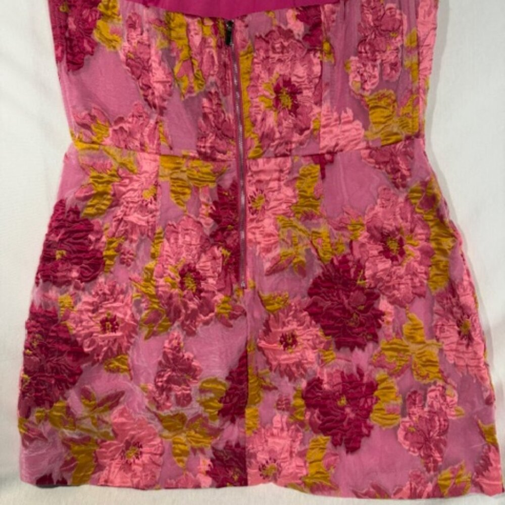 Showpo Strapless Floral Dress Size 12 Pink Jacquard Party Spring Summer - Picture 6 of 12
